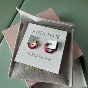 Ania Haie neon Pink and Gold Hoop Earrings
